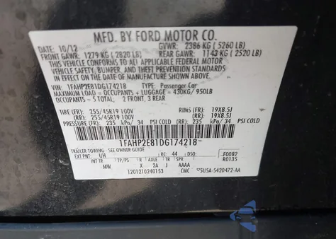 2013 Ford Taurus Sel z USA, uszkodzony, nr VIN 1FAHP2E81DG174218